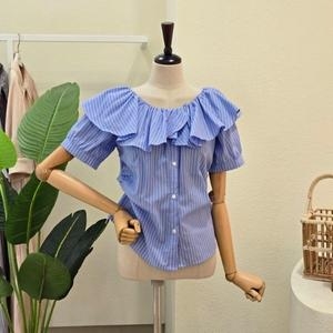 포커스 여성 투웨이 프릴 반팔 블라우스 FM5D3BL31790