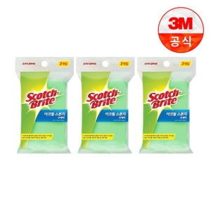 3M 아크릴사 스폰지수세미 2입 일반세척용  3개세트-_이미지