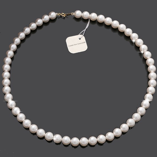 CRICRI 18K 스와로브스키 크리스탈 진주 목걸이 JS107 (50cm)_이미지
