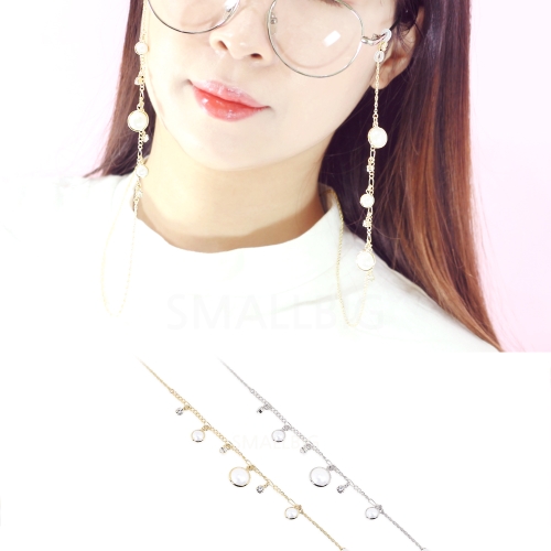 스몰빅 오즈마 큐빅 납작 써클펄 펜던트 체인 안경줄_이미지