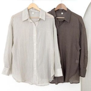 셀러허브 여성트랜드패션빅사이즈스트라이프셔츠 V120L5