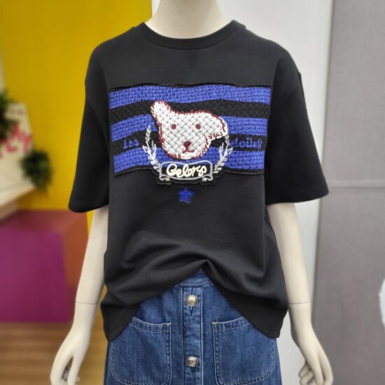 베네통 흰둥이자수티셔츠 BATSA4411