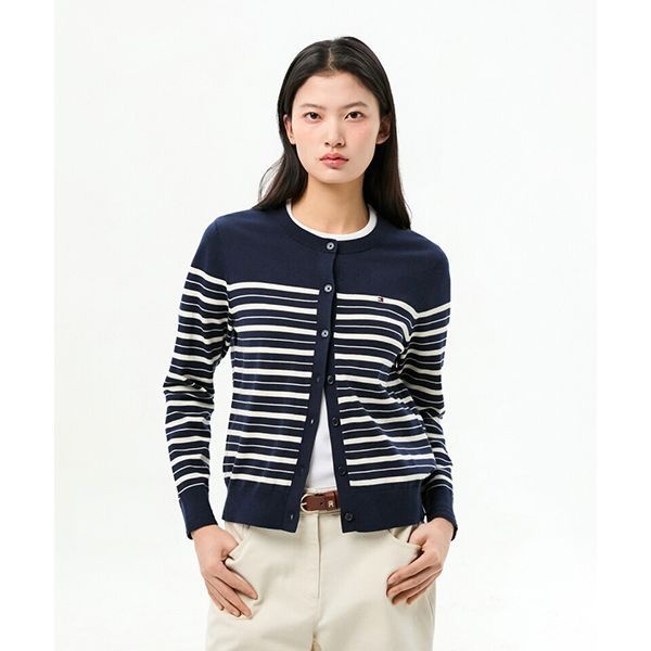 타미힐피거 TOMMY HILFIGER 코튼 저지 크루넥 가디건 T22G0KCD001WT20A6 147915_이미지