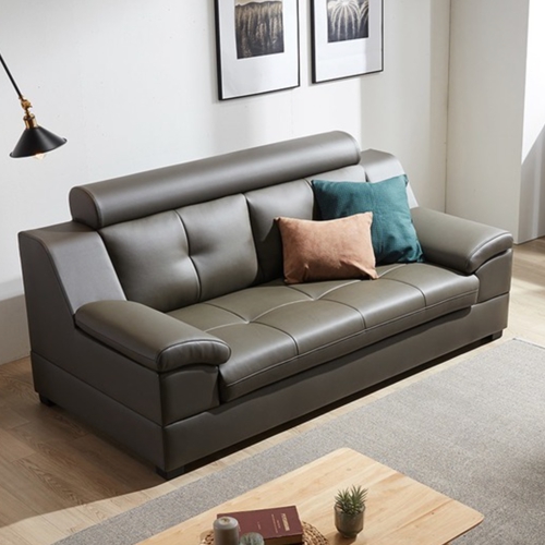 동서가구 조이스 편백황토숯 라텍스탑 천연가죽 소파 3인용 (스툴별도)_이미지