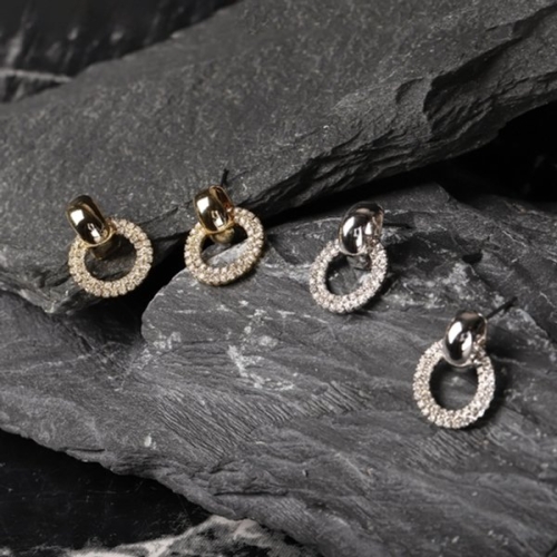 시후주얼리 크리스탈 라운드 더블링 귀걸이 EC475E-WFIOV5G_이미지