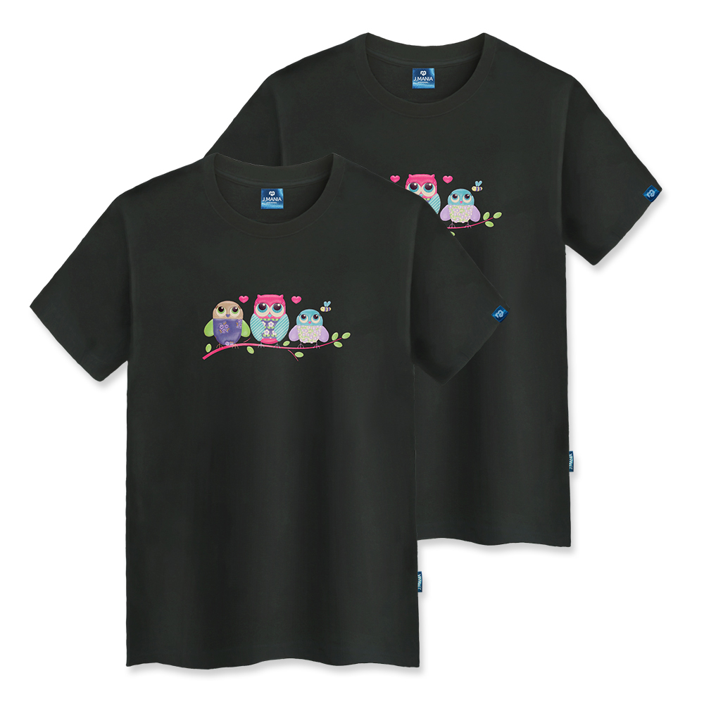 클로니아 부엉이 패밀리 반팔티셔츠 CS4T06 2p S 블랙 블랙