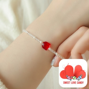 헤스티아 SWEET LOVE CANDY 패키지/ 빨강튤립 사랑의 고백 비즈 팔찌+핑크+쇼핑백 HXRD-51651