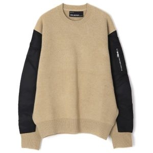 Hybrid Knit Sweater With Nylon Sleeve NBV7MA158A V606C 001 하이브리드 나일론..