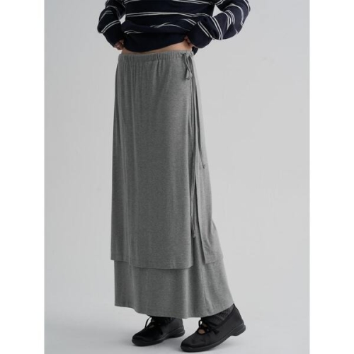 에잇세컨즈 레이어드 랩형 저지 스커트 그레이 356227WMW3