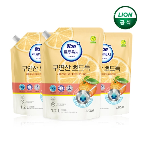 참그린 트루워시 구연산 뽀드득 오렌지향 리필 1.2L (3개)_이미지