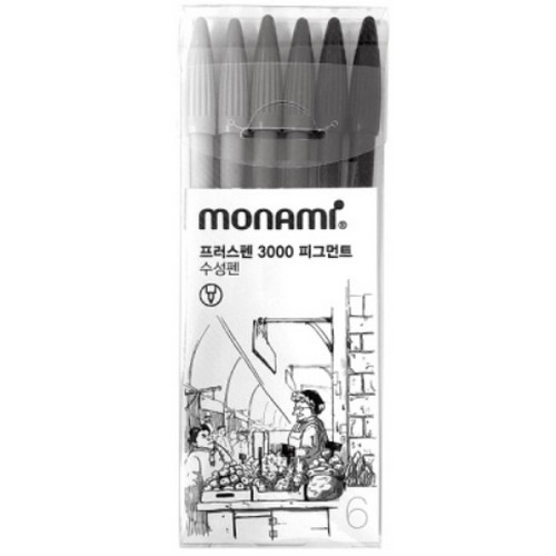모나미 3000 프러스펜 피그먼트 세트 (6색)_이미지