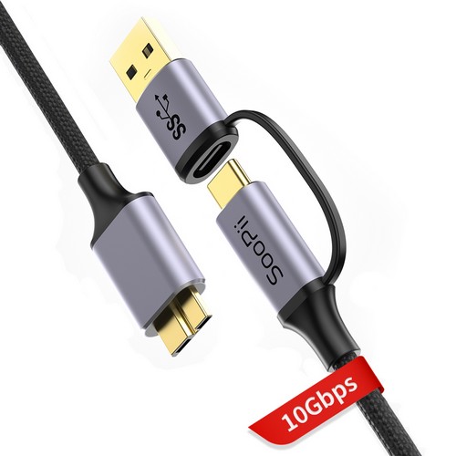 SooPii USB3.1 C to Micro B타입 10핀 케이블 S54 (0.5m)_이미지