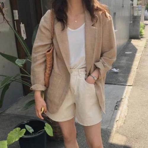 셀러허브 린넨자켓 롤업 캐주얼마이 마 가을 블레이져 LK-J001 S13769874