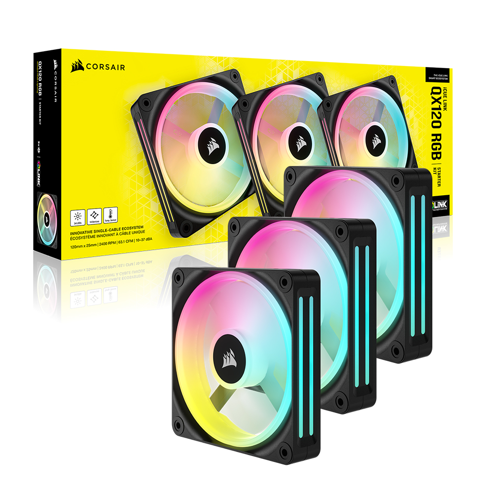 CORSAIR iCUE LINK QX120 RGB STARTER KIT (컨트롤러/3팩, 블랙)_이미지