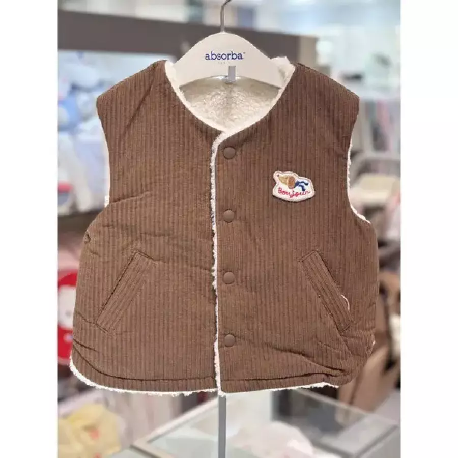 압소바 아기백일돌조카선물 마일로 리버서블 베스트 AB2672VK02BR 브라운_이미지