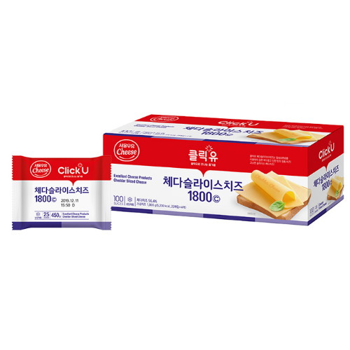 서울우유 클릭유 체다 슬라이스 치즈 100매입 1.8kg (1개)_이미지