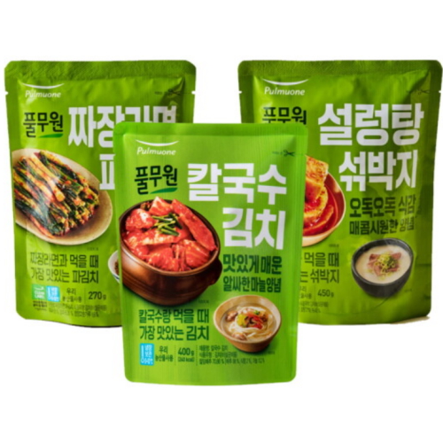 별미김치 모음 (칼국수 김치+짜장라면 파김치+설렁탕 섞박지)