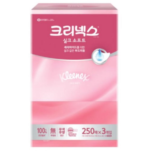 크리넥스 실크소프트 플러스 미용티슈 250매 (3입) (3팩(9입))_이미지