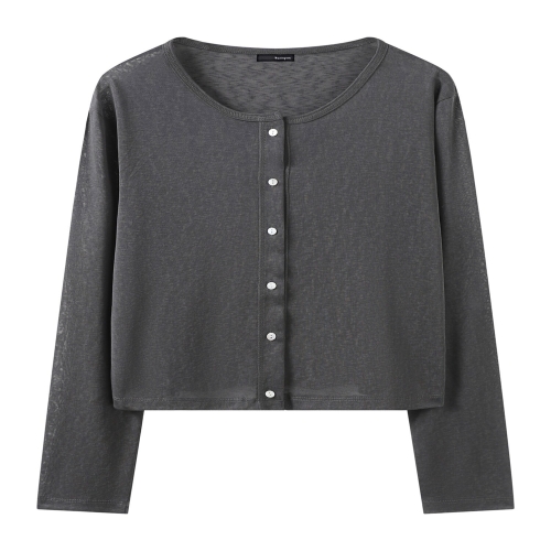 보니스팍스 무지 라운드 버튼업 긴팔 가디건 XQ1CK001L0_이미지