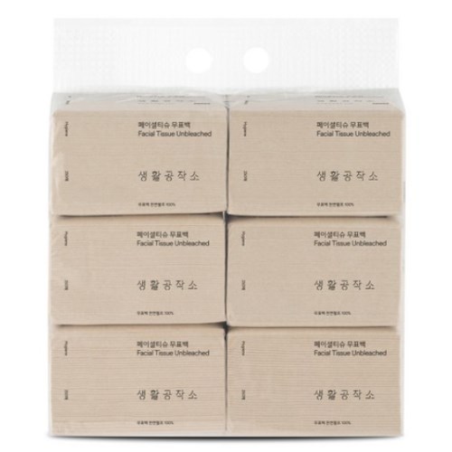 피앤케이 생활공작소 페이셜티슈 무표백 250매 (6입) (2팩(12입))