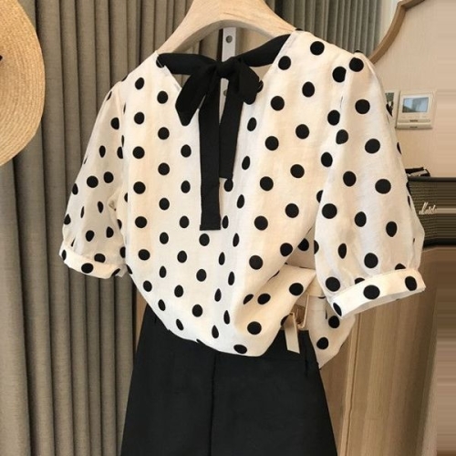 패션라인 BL10275_테토블라우스/도트/리본_이미지