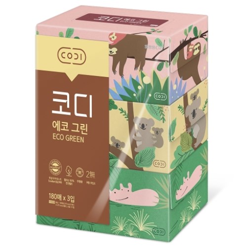코디 에코 그린 미용티슈 180매 (3입) (1팩(3입))_이미지