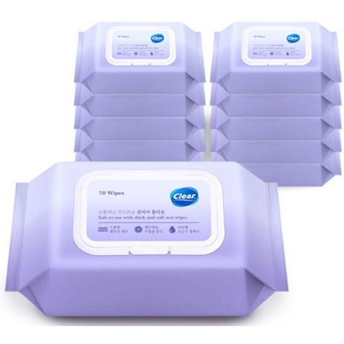 클리어 도톰한 엠보싱 물티슈 캡형 70매