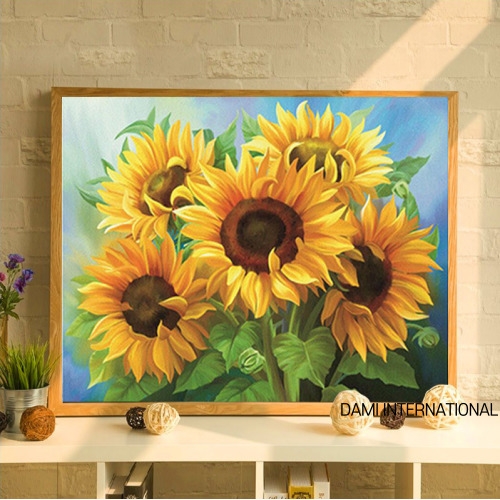 해바라기 보석십자수 DIY 세트 40X50cm 패브릭 원단_이미지
