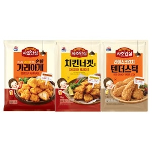 사조대림 대림냉동 사조안심 순살가라아게 1000g x1개 +안심치킨너겟2 x1개 +안심라이스텐더 x1개