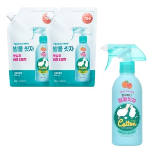 LG생활건강 온더바디 코튼풋 발을씻자 풋샴푸 자몽385mlx1개+리필자몽향500mlx2개