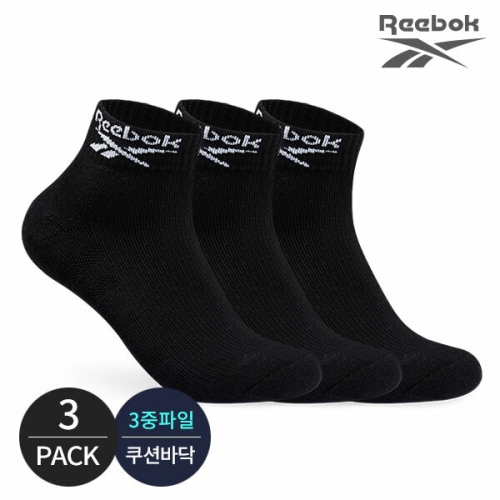  리복 남성 클래식 로고 포인트 발목양말 3PBK P079229977