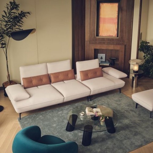 에싸 주노 컴팩트 스윙기능 카시미라 패브릭 소파 4인용 (스툴포함)