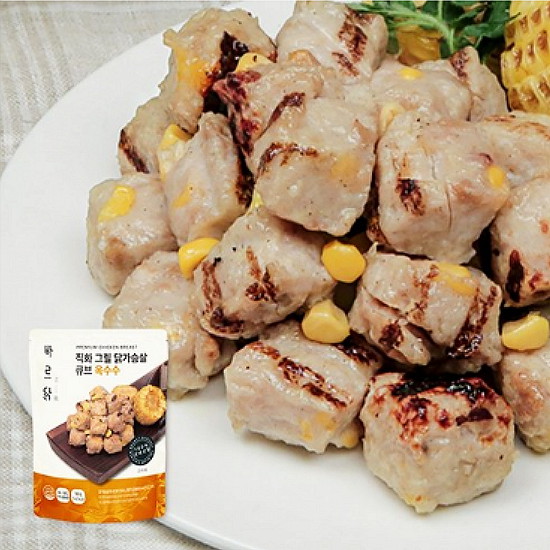 메디쿼터스 바르닭 직화 그릴 닭가슴살 큐브 옥수수 100g (1개)_이미지
