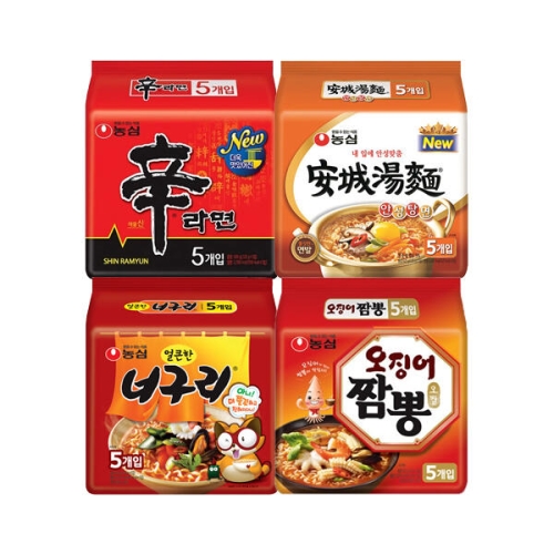 농심 신라면5개 + 안성탕면5개 + 너구리5개 + 오징어짬뽕5개_이미지