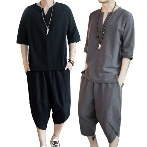 남성 DM875901 린넨 생활 한복 개량 남자 반바지 여름 티 반팔_이미지