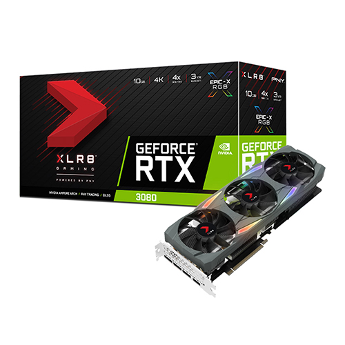 PNY XLR8 지포스 RTX 3080 UPRISING EPIC-X RGB D6X 10GB Triple LHR 마이크로닉스