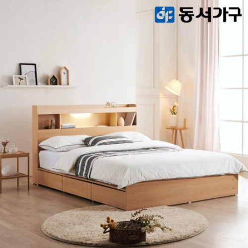 동서가구 몬티아 3서랍 수납 LED침대 SS (편백황토숯케미컬폼독립)_이미지