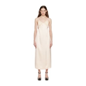 르비에르 베이지 브이넥 미디 드레스 LV22S-DR05 Light Beige_이미지