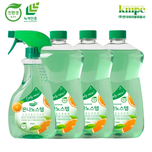은나노스텝 다용도 세정제 550ml + 리필 1.1L (본품1개+리필3개)_이미지