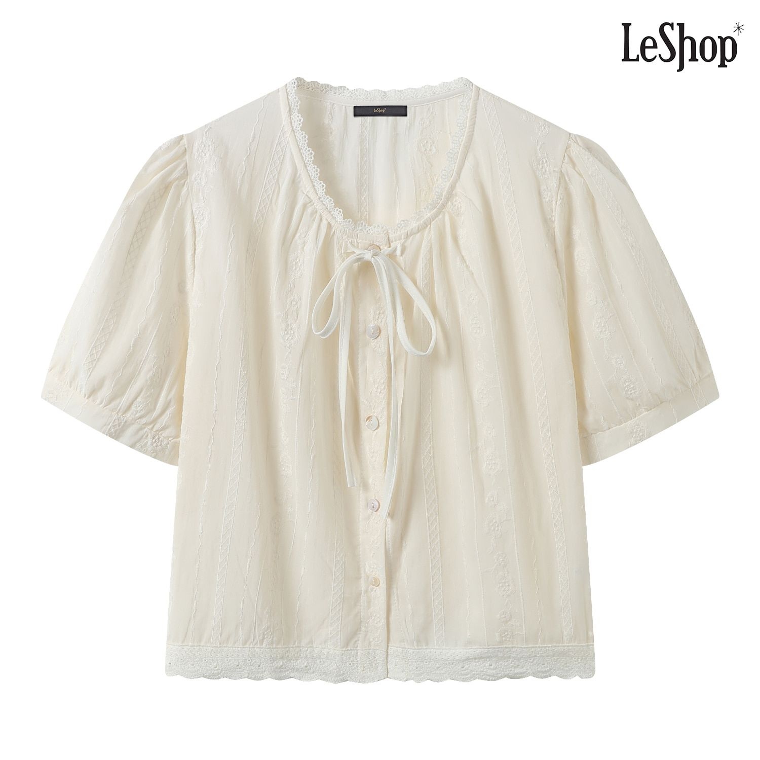 르샵 플로럴 자수 레이스 리본 블라우스 DQ2BA004A_이미지