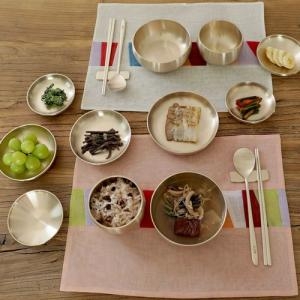 명성유기 방짜 고궁 2인 반상기 +샐러드볼, 수세미, 보자기포장 예단반상기 놋그릇세트_이미지
