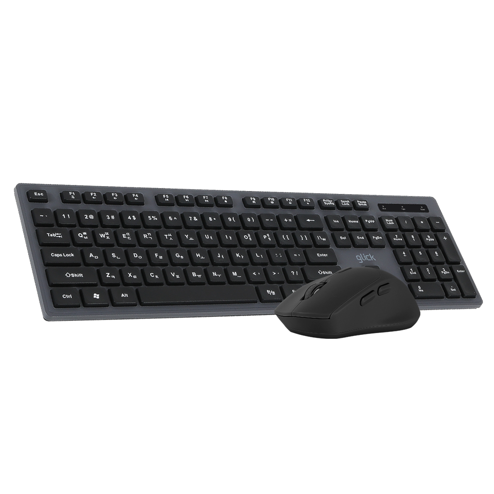 지클릭커 OFFICEPRO WMK10 무소음 무선 키보드 마우스 세트 (블랙)_이미지