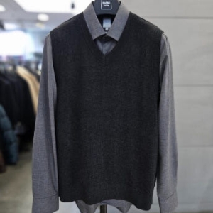 바쏘 남자 가을 겨울 캐시미어 블렌드 조끼 차콜 니트 베스트 WSAFZ3WV02A