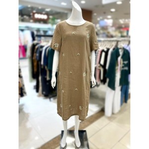 자수 꽃 린넨 롱 원피스 AK2PA14