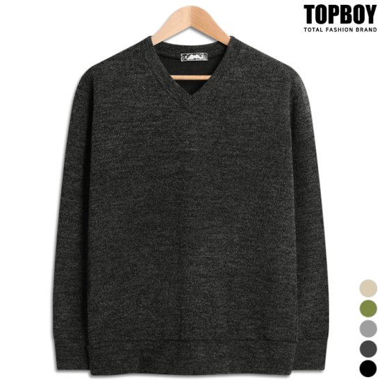 탑보이 데일리 골지 스판 브이넥 니트 LW040