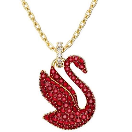 스와로브스키 Iconic Swan 레드 골드 톤 목걸이 5647871