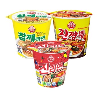 오뚜기 진라면매운맛컵6개 + 진짬뽕컵6개 + <b>참깨</b><b>라면</b>컵6개