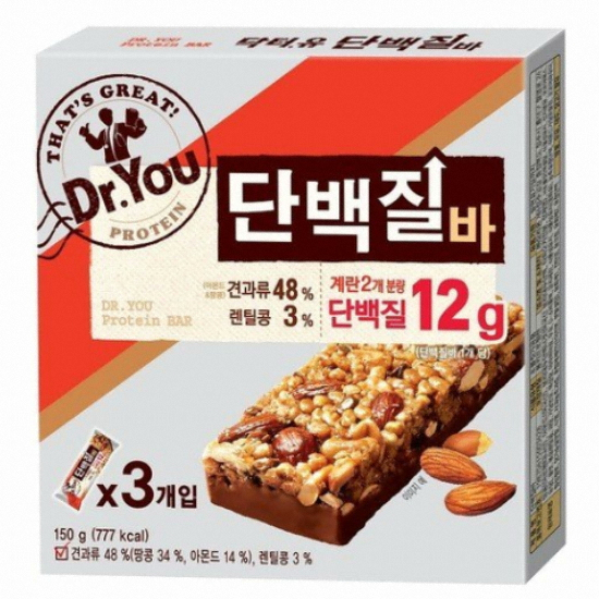 오리온 닥터유 단백질바 3개입 150g (4개)