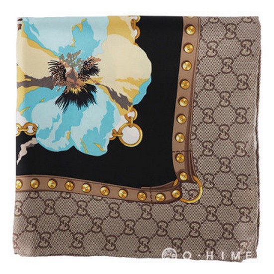 구찌 실크 플라워 스카프_508796 3G001 (1069, 블루)