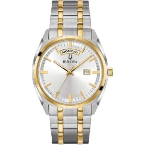 부로바 남성 클래식 측량기 2핸드 데이/데이트 쿼츠 워치 야광 핸드 39mm 461099